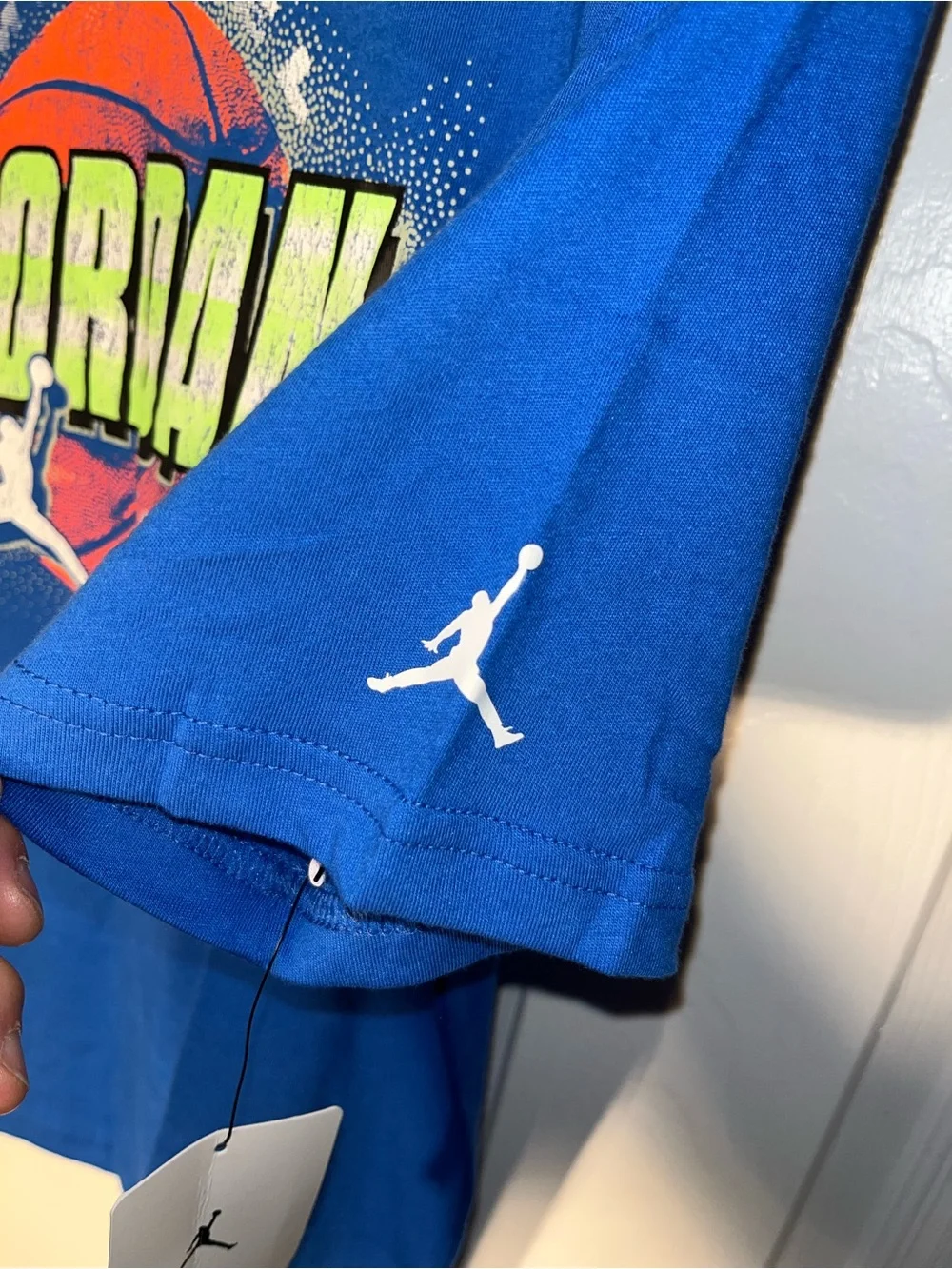 $28 Nike AIR JORDAN FLIGHT JUMPMAN T- Shirt BOYS Short Sleeve BLUE Large L 🏀